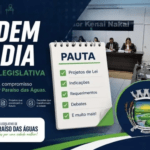 Pauta da sessão da Câmara de Parais das Águas