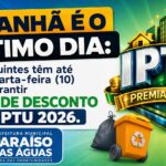 Contribuintes de Paraíso das Águas têm até esta quarta (10) para garantir 20% de desconto no IPTU 2026