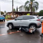 Vídeo da Colisão entre carro e motoneta deixa mulher com ferimentos em Chapadão do Sul