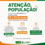 ESF Central suspenderá atendimentos nos dias 22 e 23 de junho para mudança de endereço