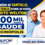 Por intermédio de Santullo, Senadora Tereza Cristina atende pedido do prefeito Weliton e destina R$ 400 mil para a saúde de Alcinópolis