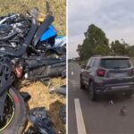 Vídeo mostra momento em que motociclista bate na traseira de carro e morre em rodovia de Goiás