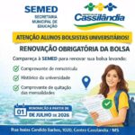 Cassilândia: Renovação da Bolsa Universitária já está disponível
