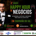 Diogo Wendling será destaque no Happy Hour de Negócios do dia 9 de julho com palestra sobre resiliência, conexões e oportunidades em Chapadão do Sul